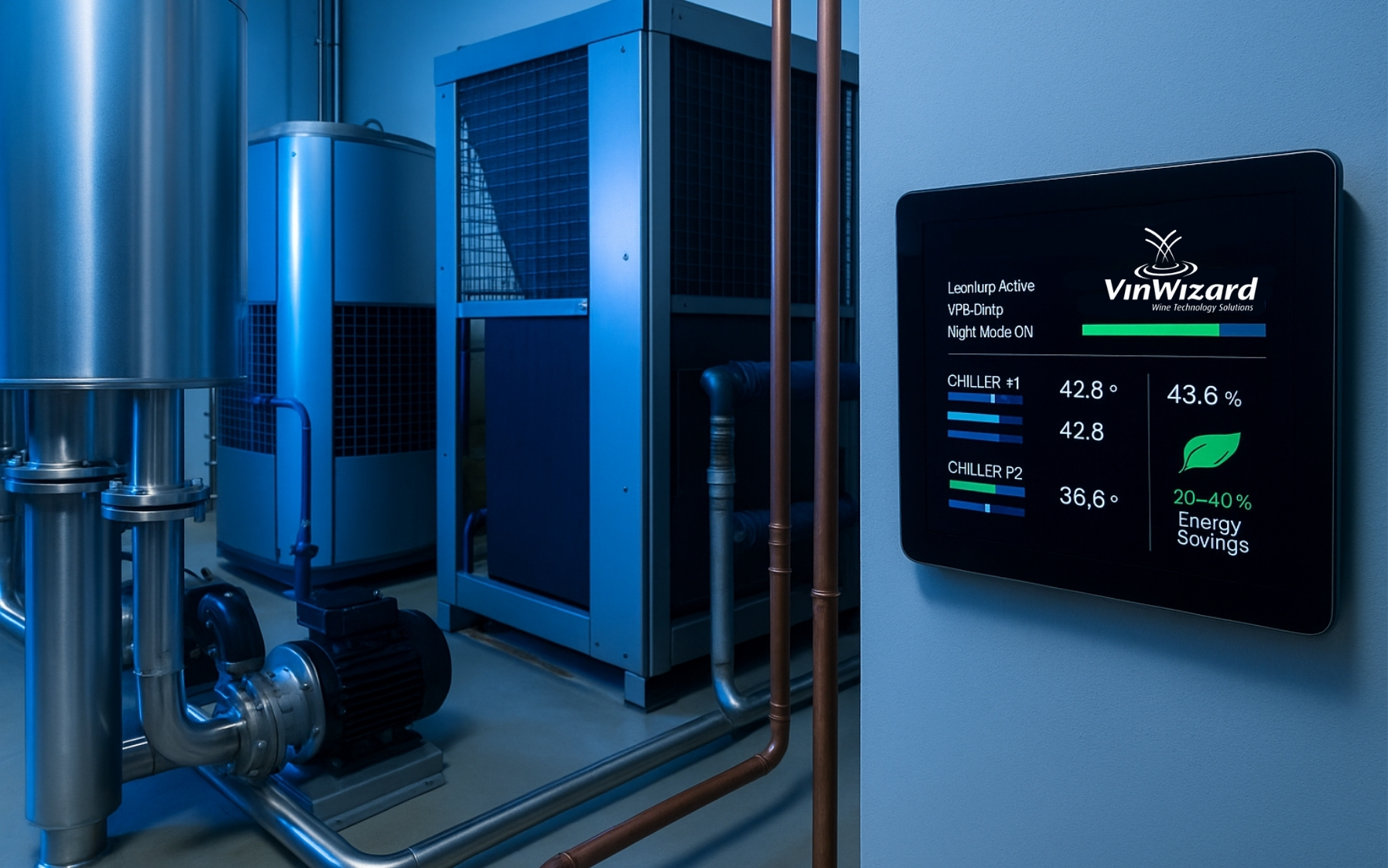 Optimización de chillers, bombas y compresores por demanda real