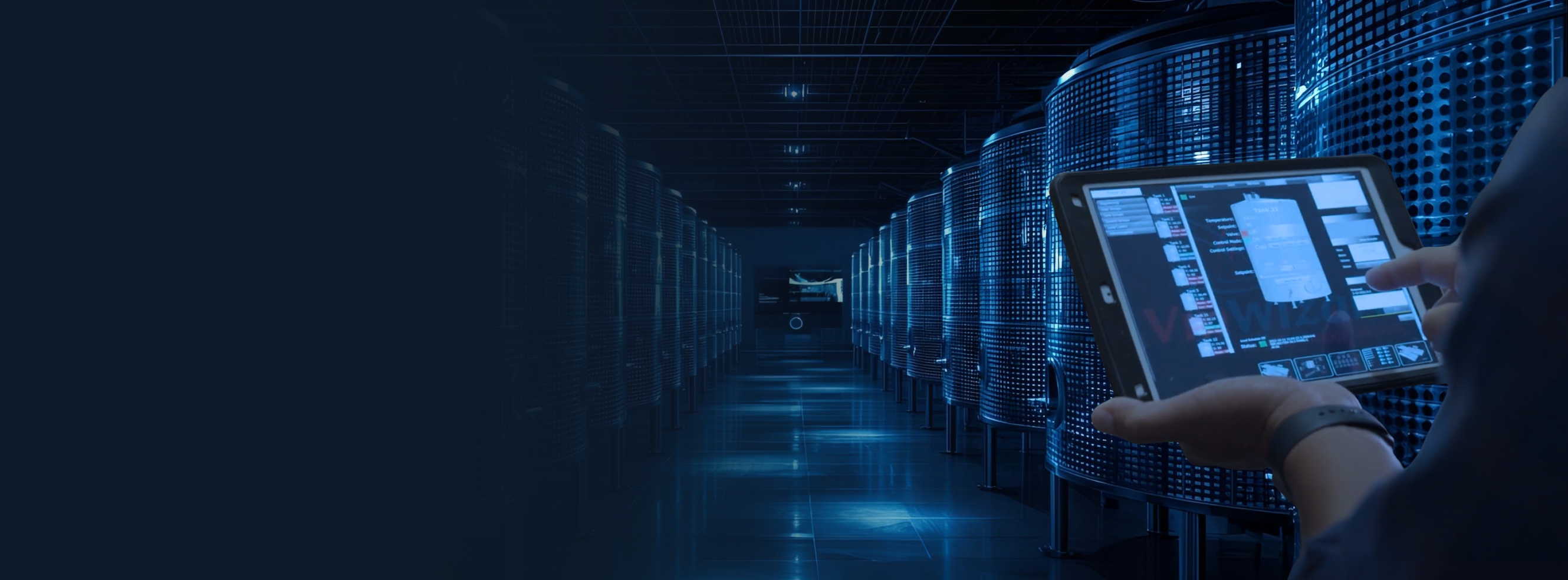 Cubas de acero inoxidable en bodega